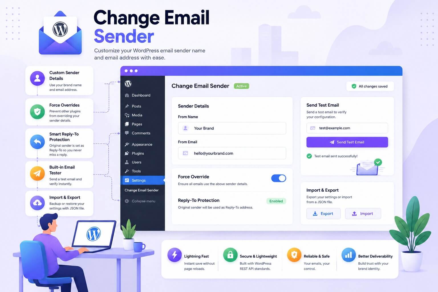WP Change Email Sender plugin banner